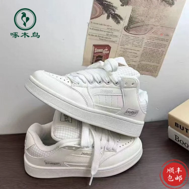 厚底啄木鸟港风小众百搭面包鞋女潮流春季新款板鞋运动休闲鞋子