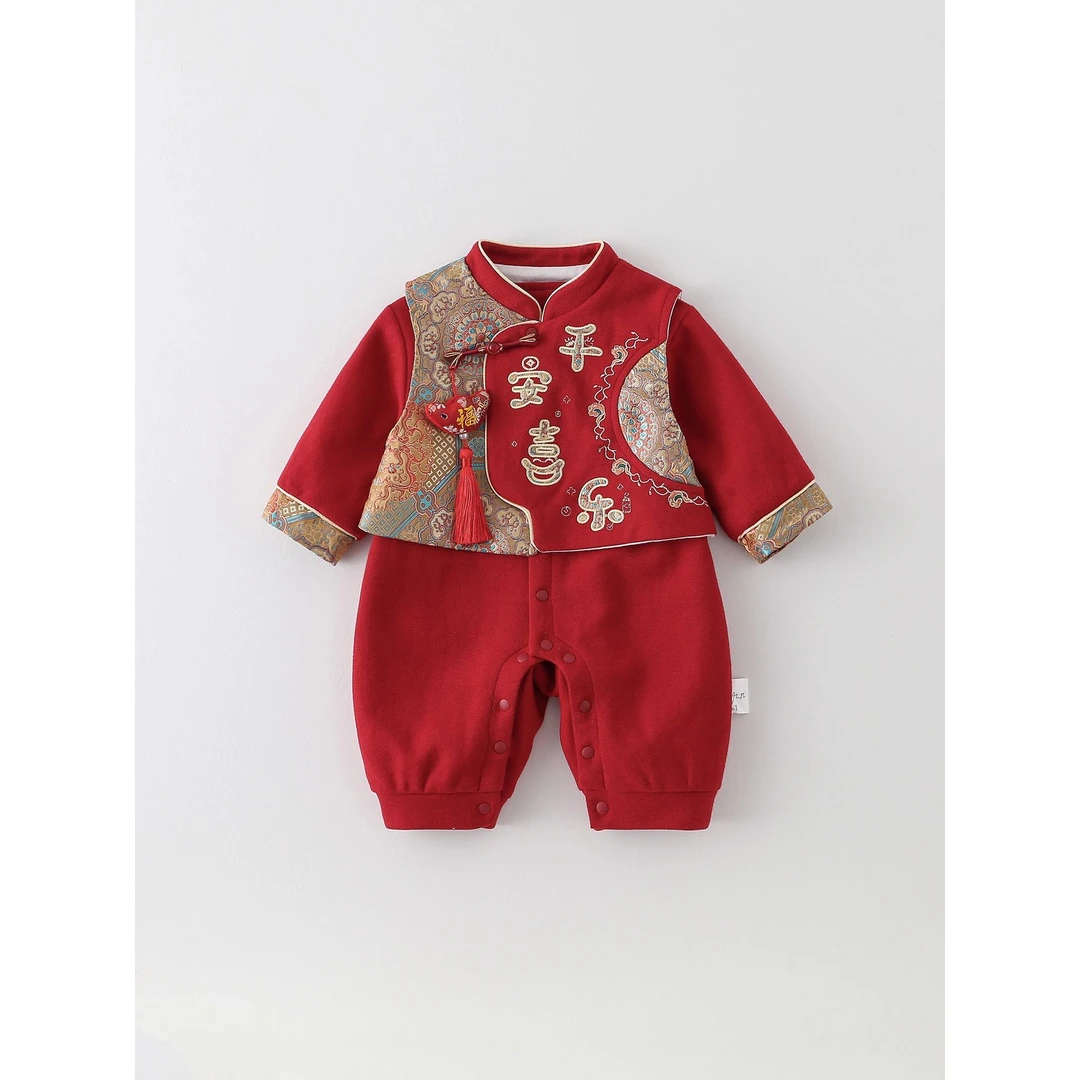 嘟嘟家【万达撤柜】婴儿衣服秋季两件套国风洋气外出连体衣满月百天
