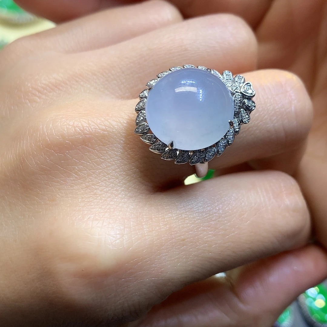 翡翠戒指18K金镶嵌戒指吊坠两用款