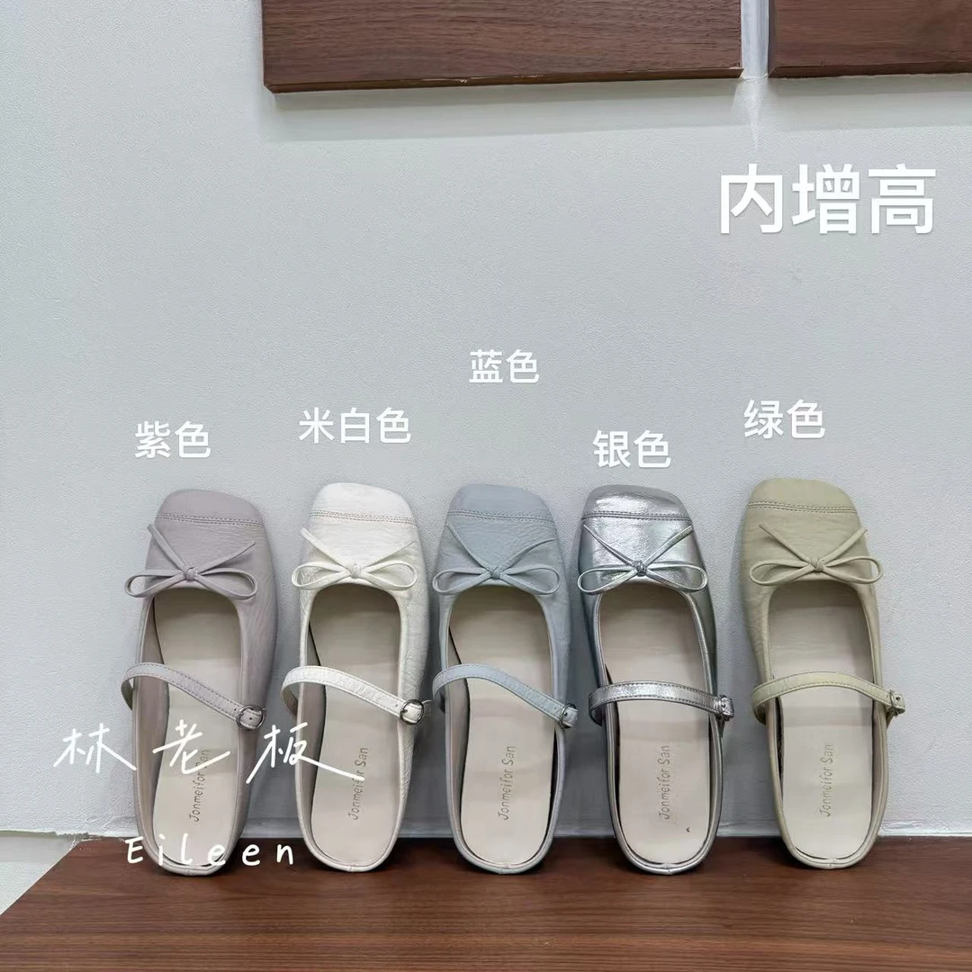 3cm内增高蝴蝶结芭蕾单鞋女夏季外穿包头半拖 399-2