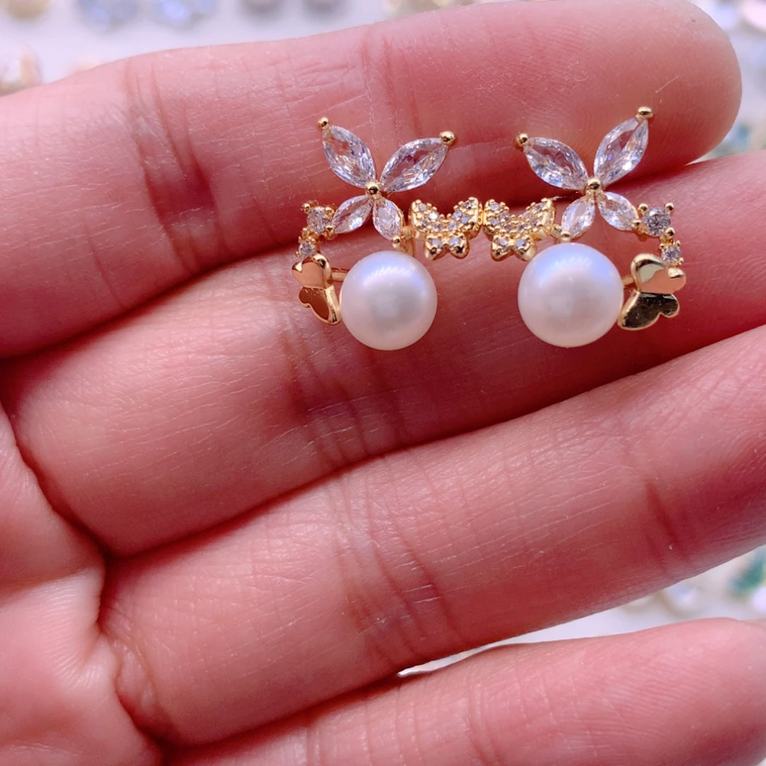 淡水珍珠合金耳饰