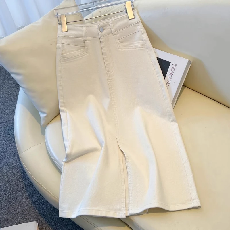 拉夏贝尔开叉设计半身裙2025年夏季新款时尚小个子韩版显瘦直筒裙