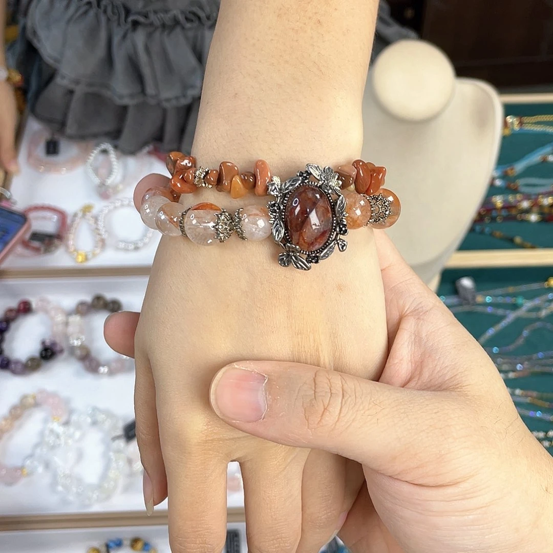 水晶手链银S925镀金镶嵌