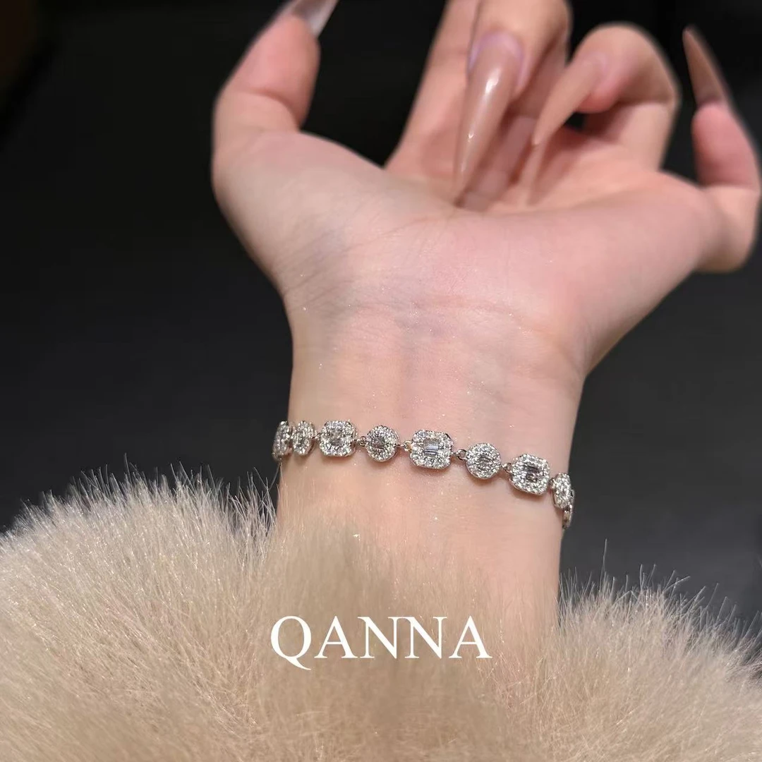QANNA【璀璨大冰糖】【异形璀璨豪镶】18K金奢华高级时尚钻石手链AF
