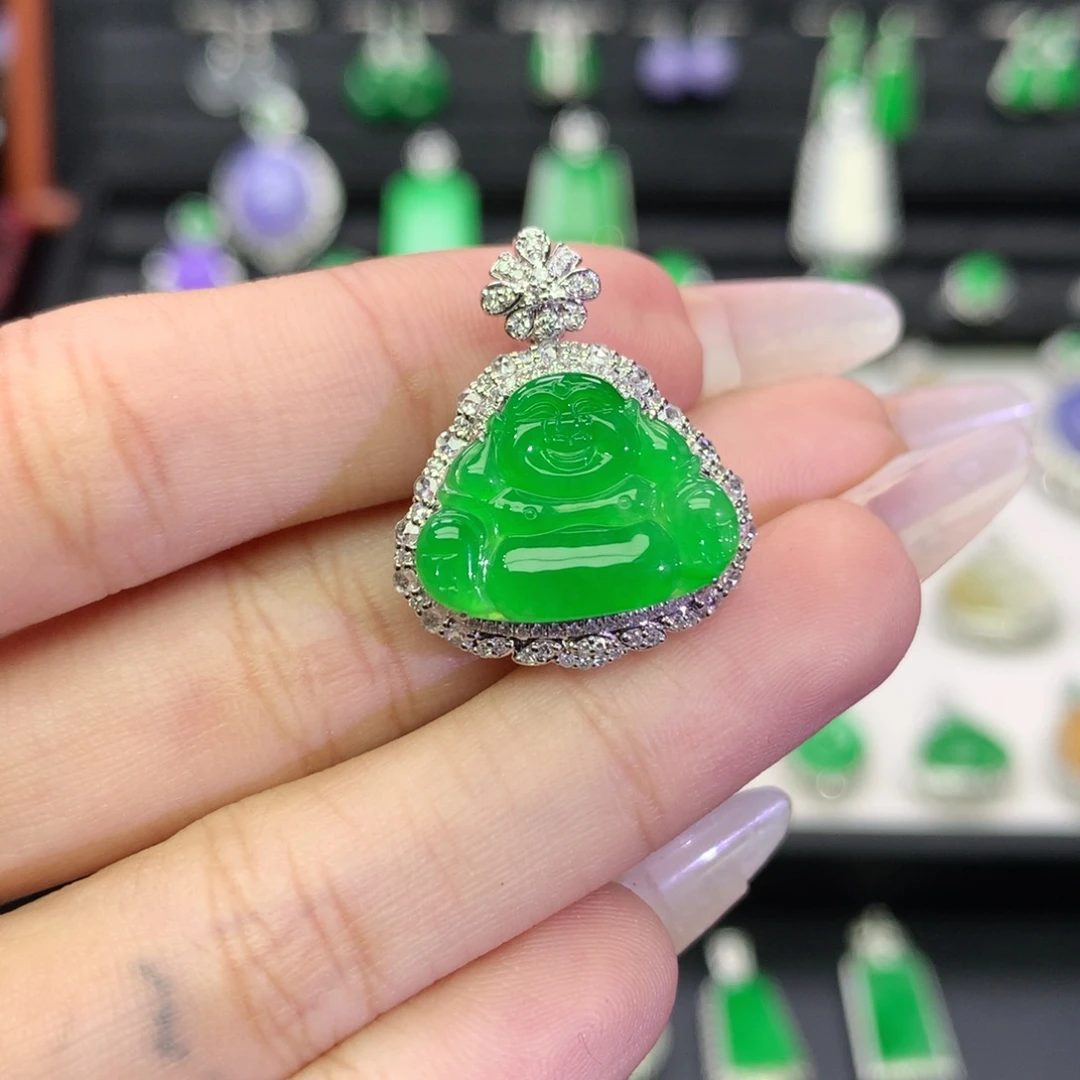 翡翠18K金镶嵌吊坠(不含链)