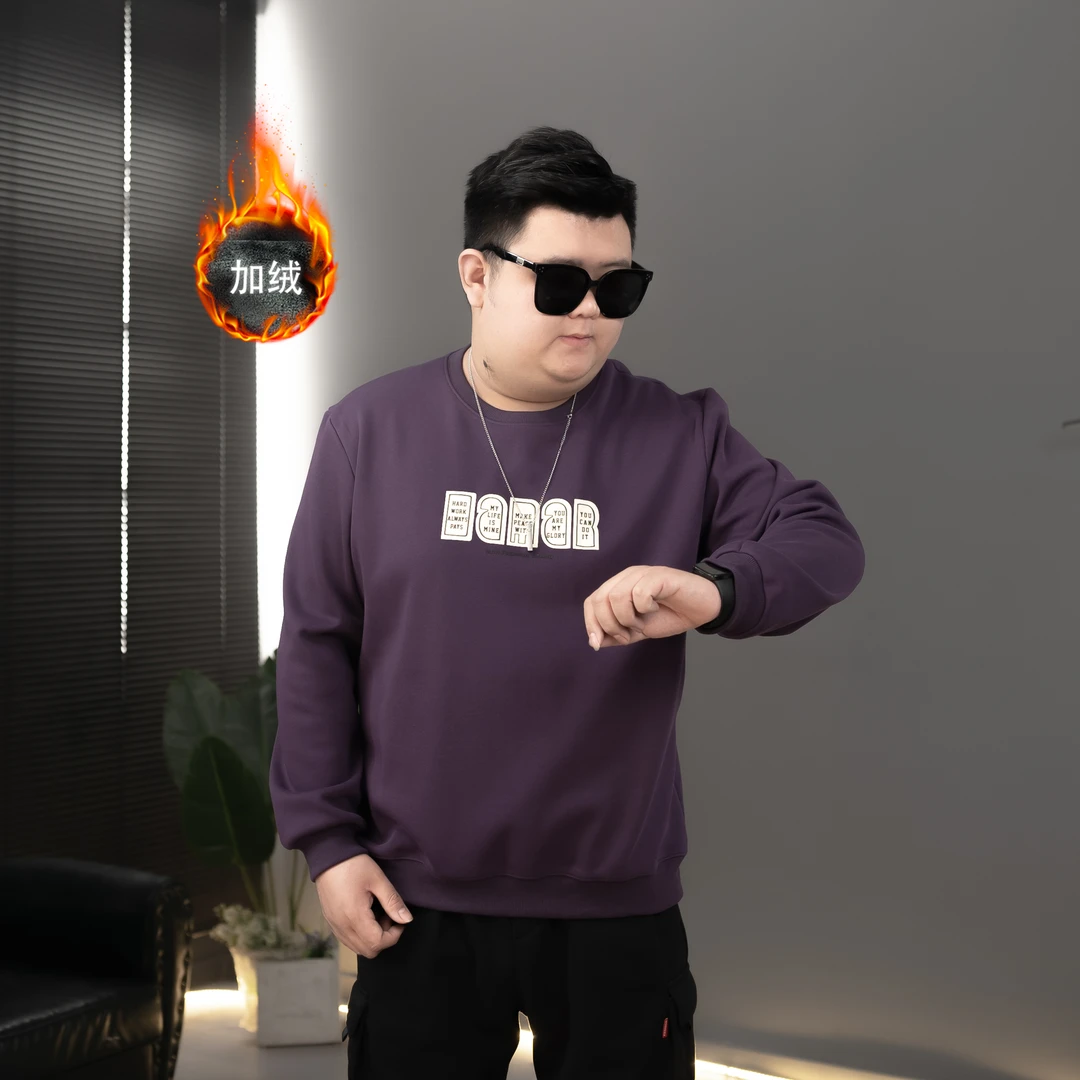 男士长袖运动休闲宽松加绒印花圆领秋冬潮流套头卫衣PB4304901