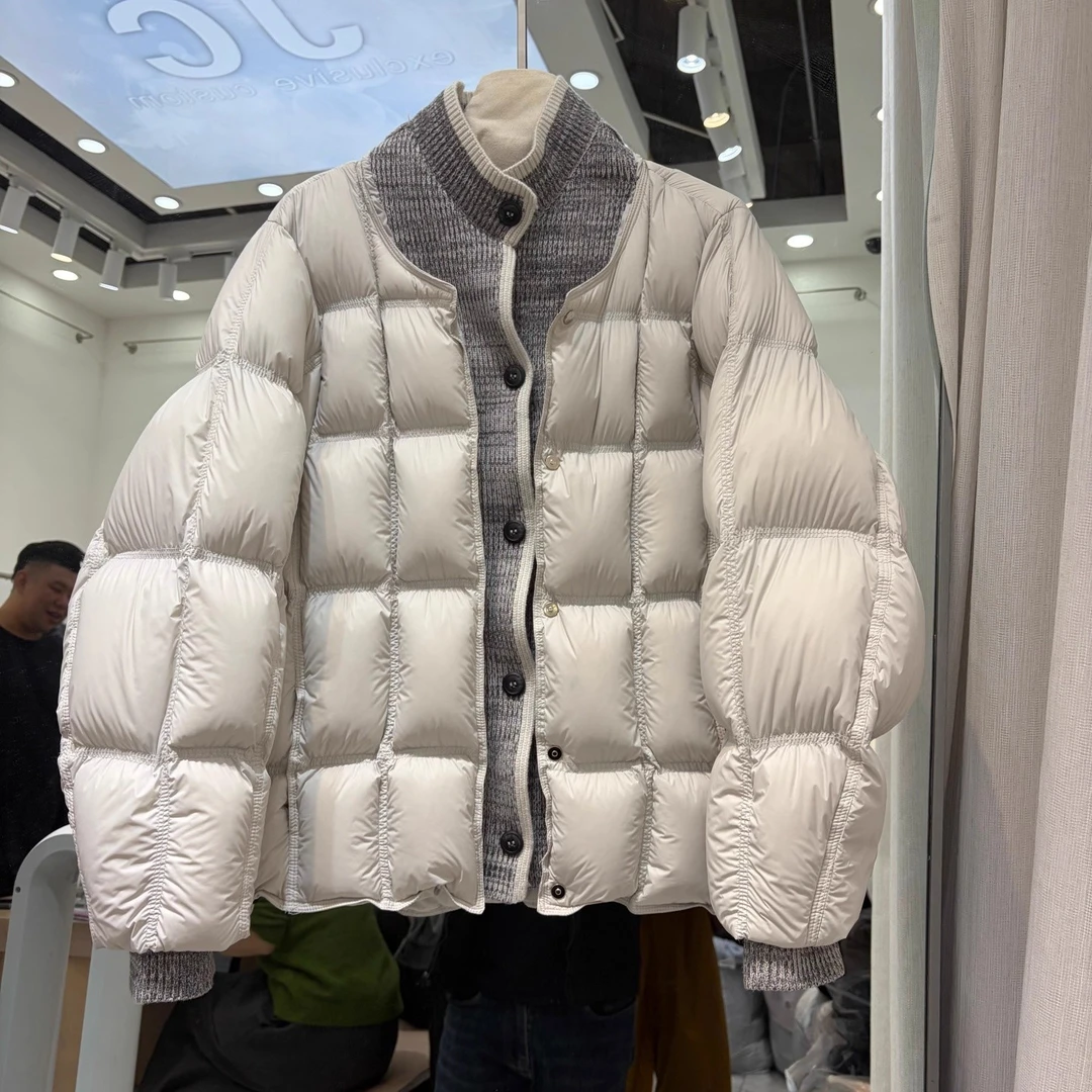 【300斤胖妹妹】冬季新款针织拼接棉服女宽松显瘦保暖外套时尚棉衣