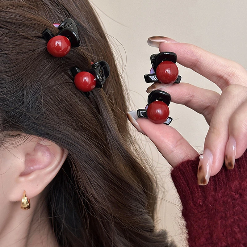 前额公主头迷你小抓夹可爱红色碎发刘海夹小发抓子发卡发夹发饰