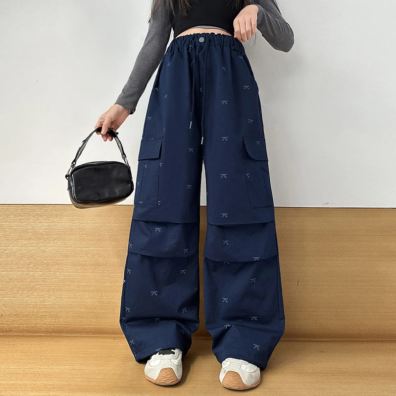 女童直筒工装裤秋季2025新款儿童宽松洋气秋装女大童阔腿裤子春秋