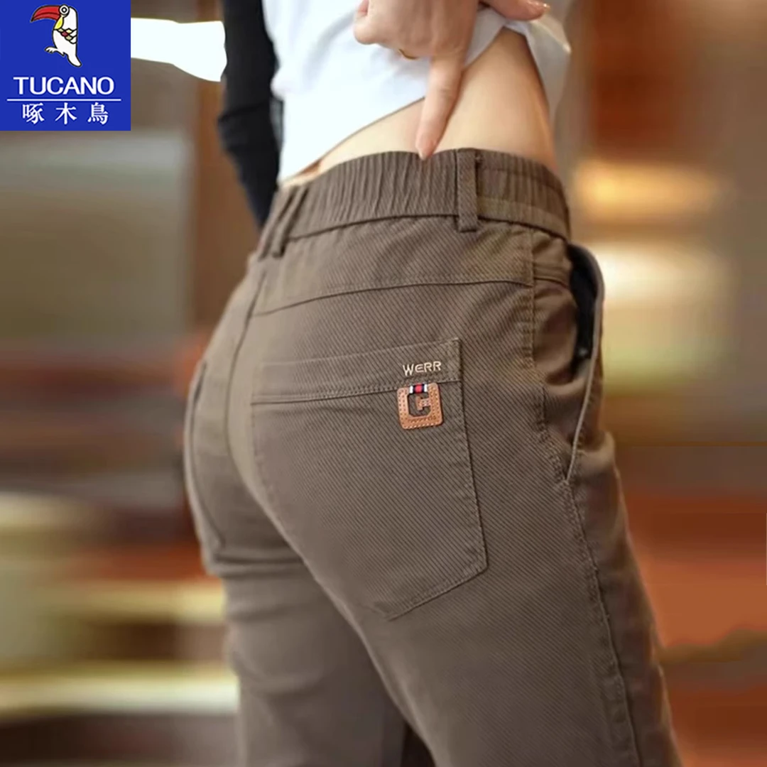 啄木鸟2025新款春秋季男士修身休闲裤宽松百搭复古直筒简约长裤子