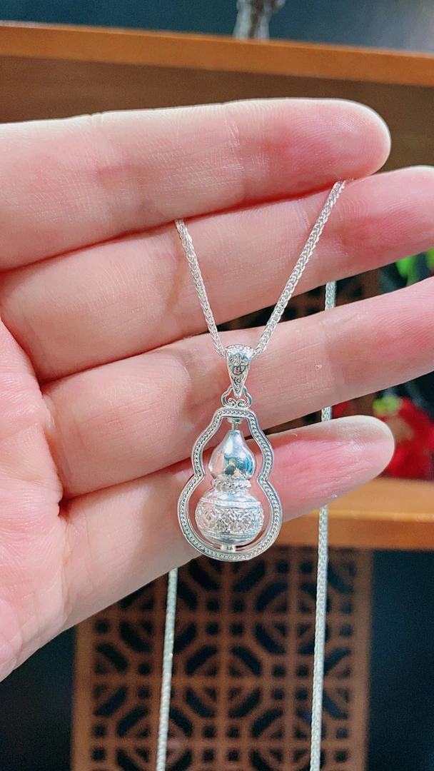 坠链均足银 足银葫芦套链细肖邦链➕葫芦