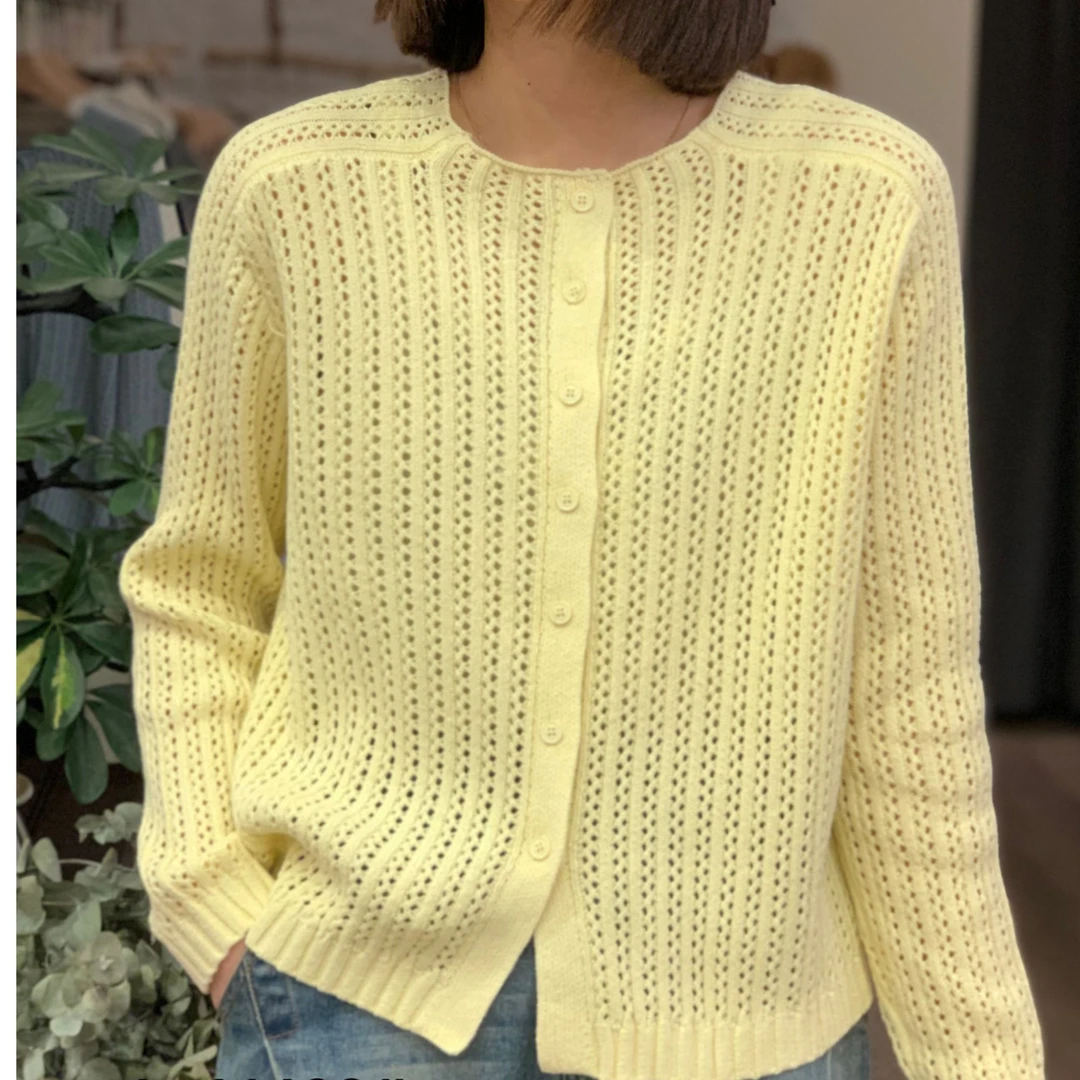 C3020春夏新款镂空开衫针织时尚学院风百搭短款毛针织衫女