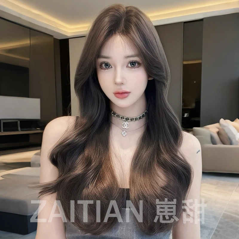 崽甜【女神降临】假发女长发八字刘海全头套蕾丝大波浪卷发假发套