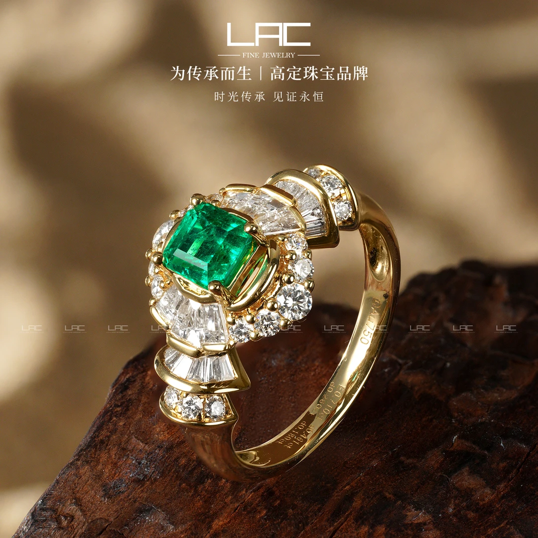 【新款原创设计 晨曦精灵】LAC珠宝 天然祖母绿戒指18K金镶钻女