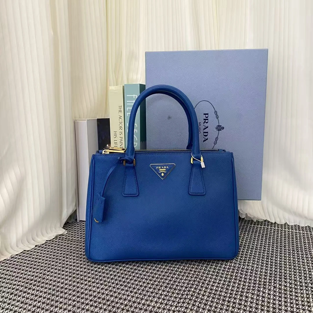 99新 Prada/普拉达 二手奢侈品蓝色小号杀手手提斜挎单肩包