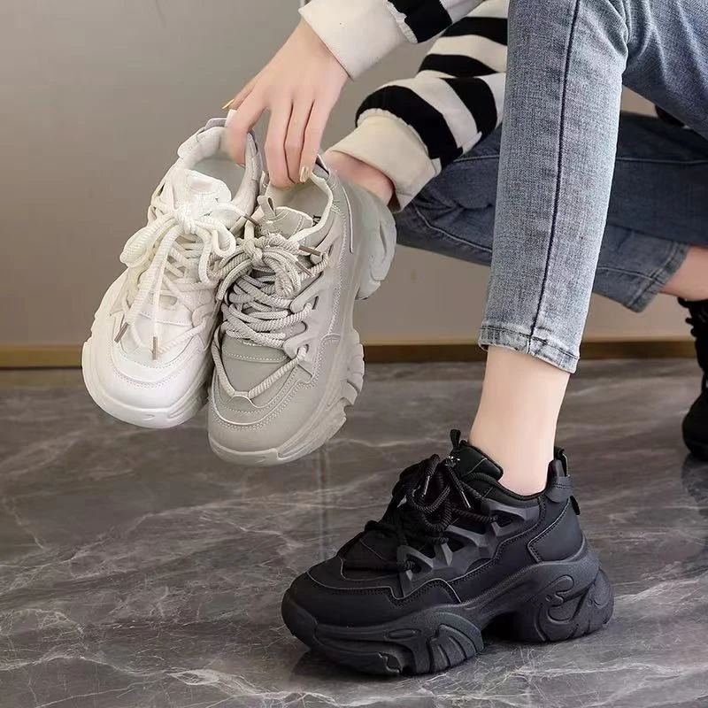 873断码女鞋时尚百搭女老爹鞋厚底女运动鞋韩版系带