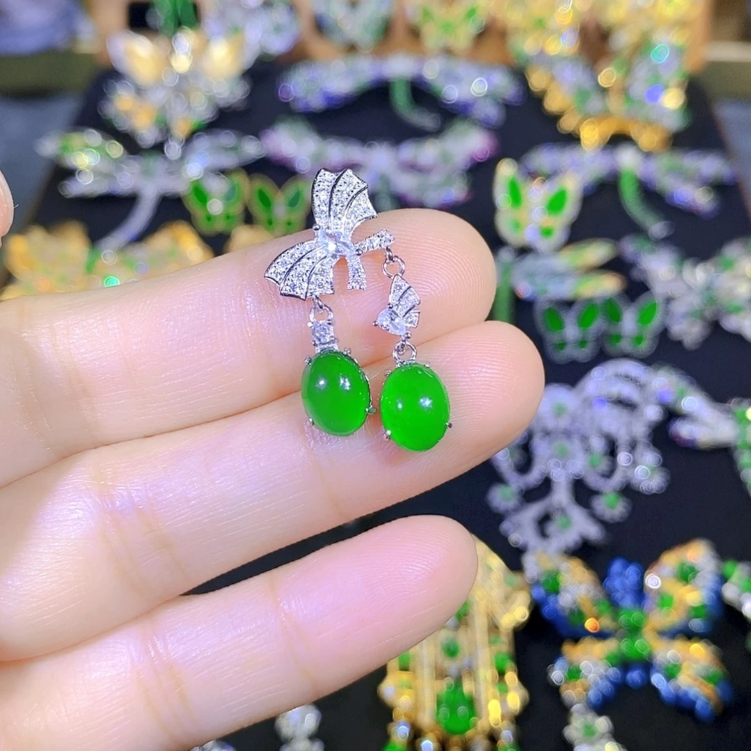 吊坠(不含链)银S925镶嵌翡翠