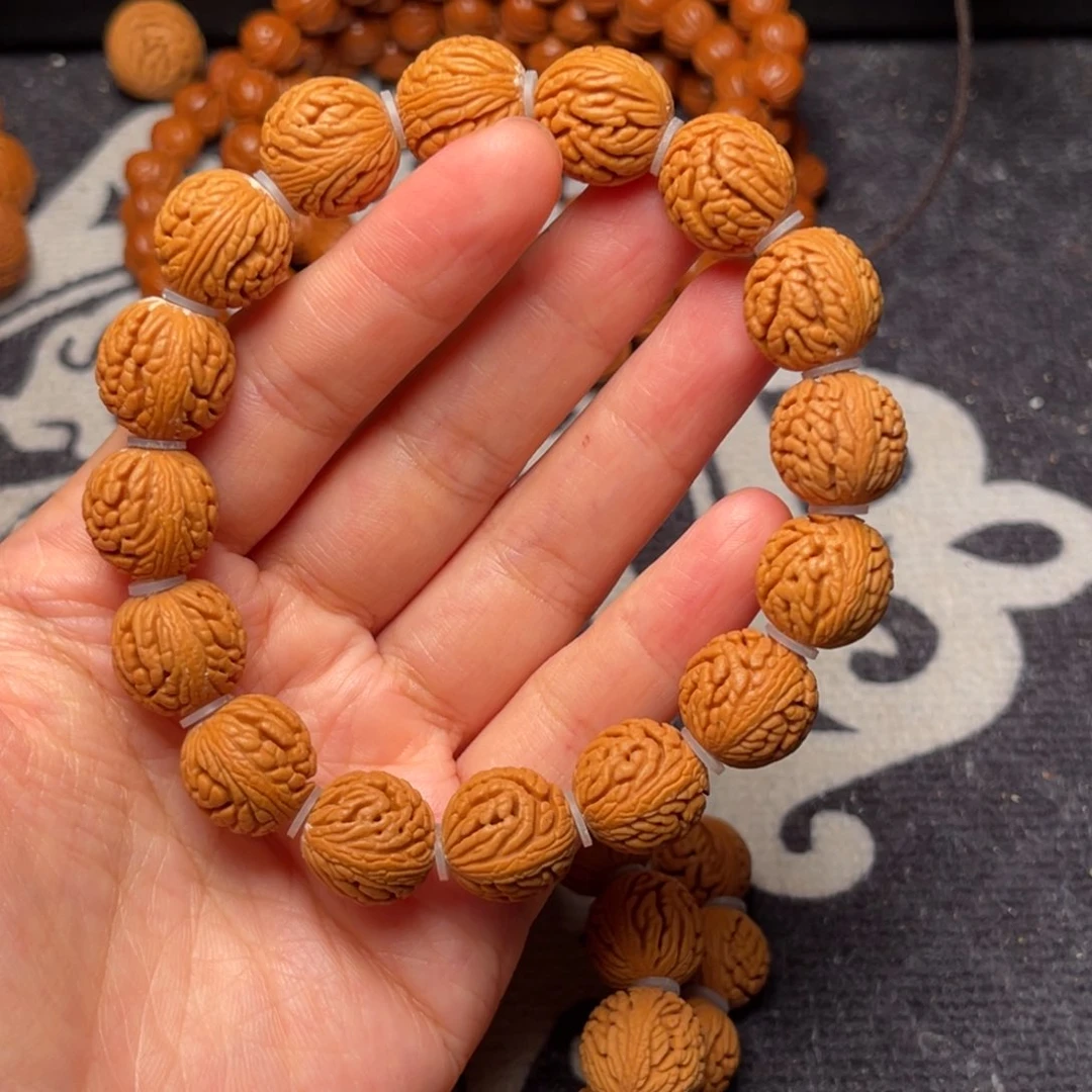 桃核手串龙纹绣球14