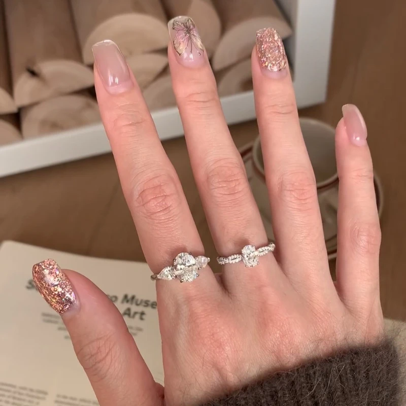 铜合金戒指 小众精致满钻戒指女时尚温柔百搭高级感开口食指戒
