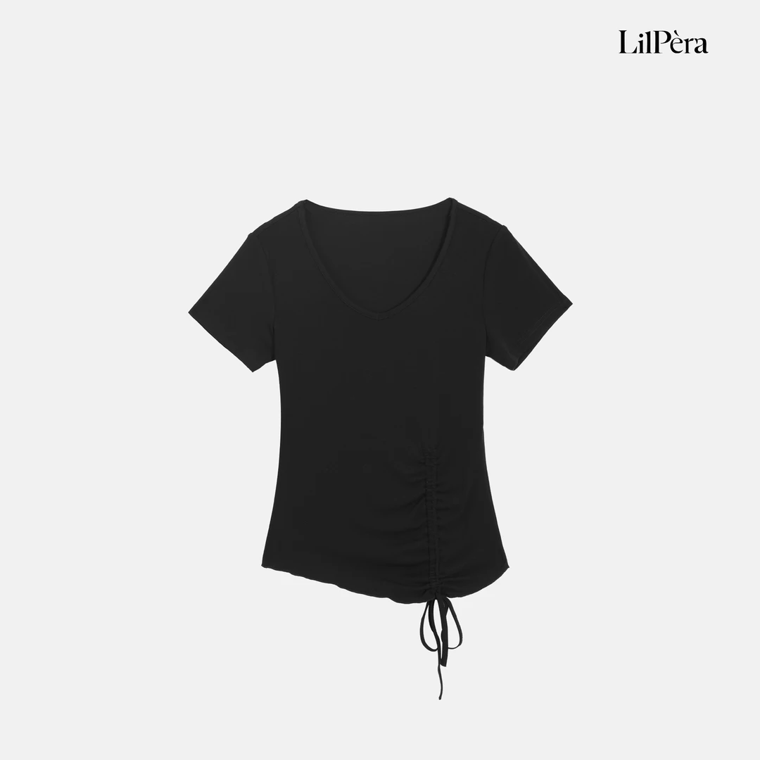 Lilpera【清仓福利】抽褶设计显瘦T恤X473