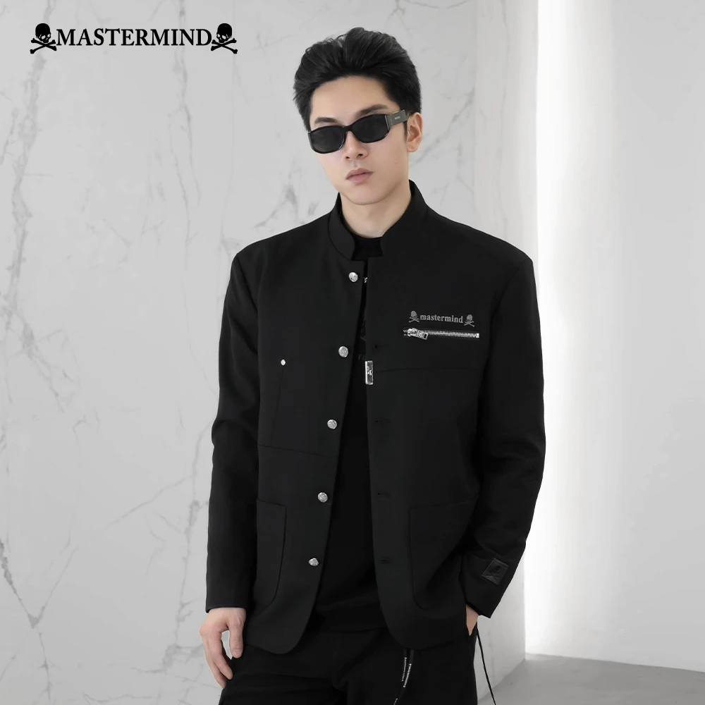 MASTERMIND PANDA暗黑潮牌秋冬痞帅黑色新中式西装MJ24054