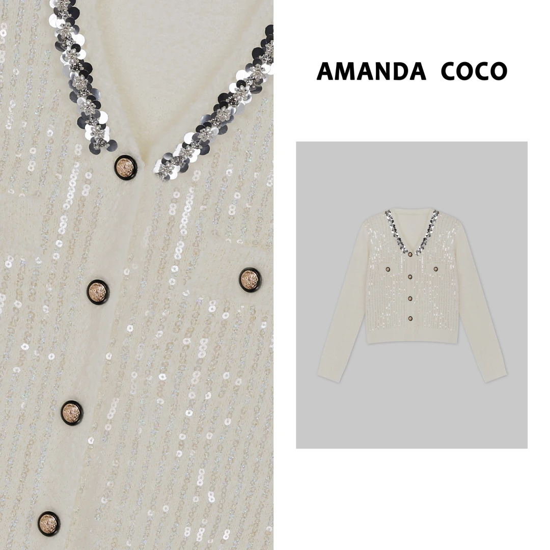 彩彩# 小众设计~高定人鱼姬亮片气质显瘦毛衣