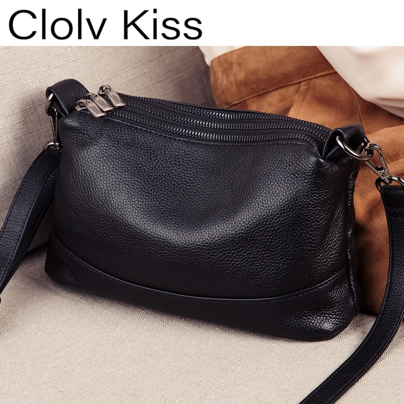 Clolv Kiss手提包包包斜百搭多真皮软皮拉链女包单肩新款多层挎20