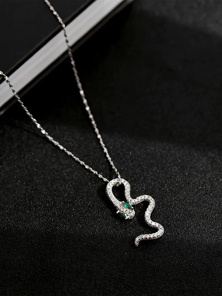 坠链均925银合成锆石 YNR银蛇系列 蛇年本命年纯银项链礼物首选