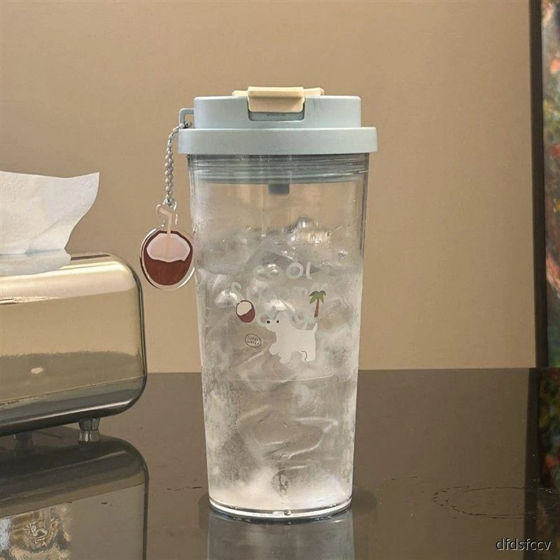 水杯新款女生高颜值2024吸管便携随行塑料杯子双饮夏天简约可爱杯