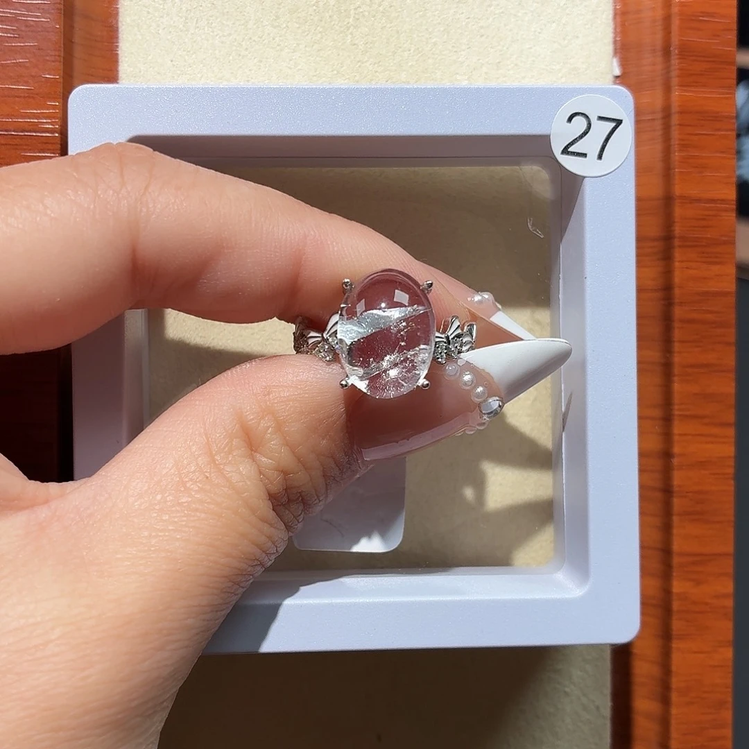 蟑***-水晶戒指银S925镶嵌