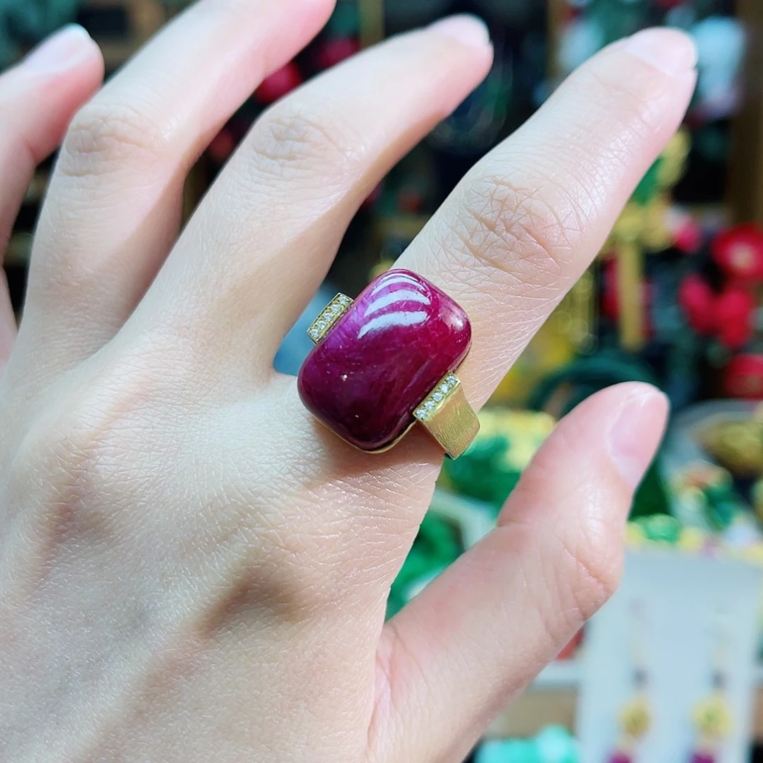 银S925镶嵌戒指红宝石48小时鉴赏期1