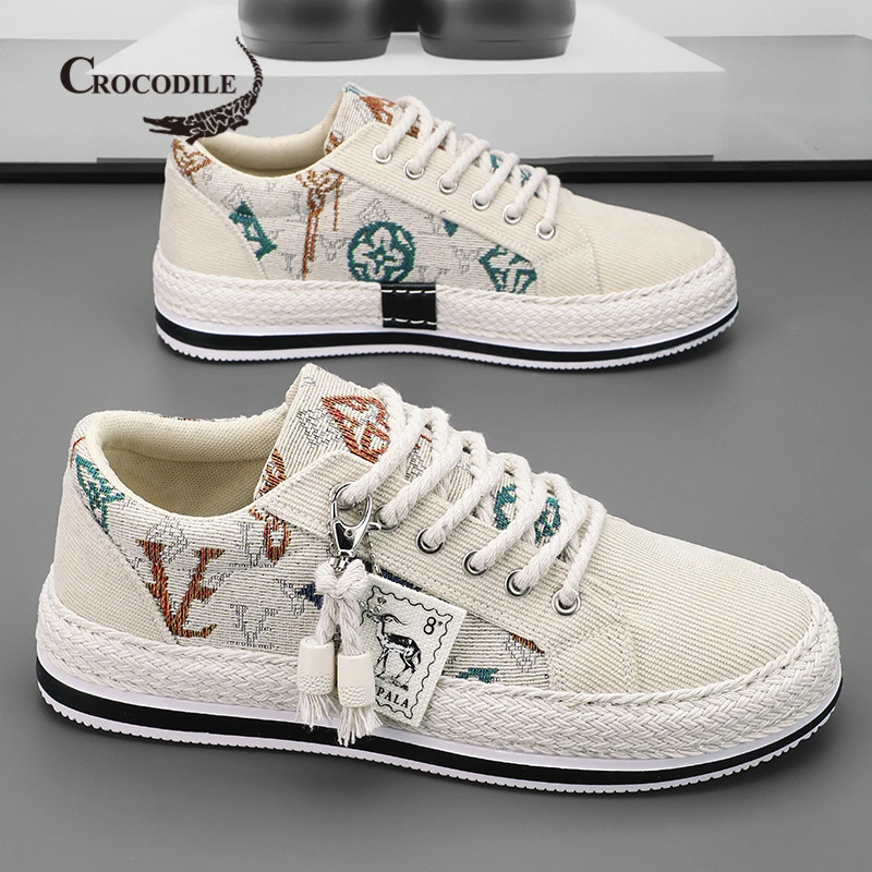 鳄鱼恤男士帆布鞋春季软底防滑运动轻便板鞋男款休闲低帮百搭潮鞋