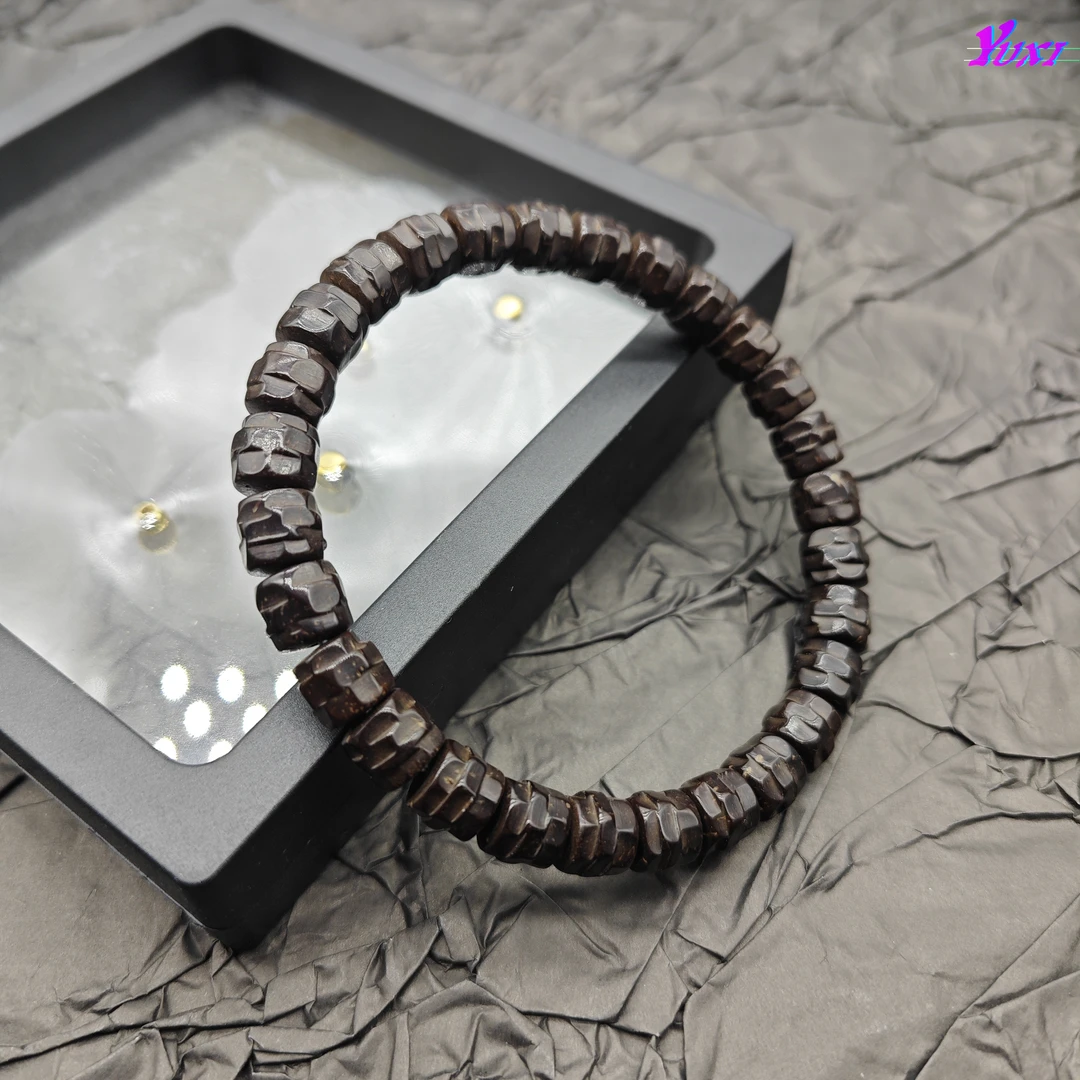 印尼椰蒂原生态手工【黑巧】8*7MM手串