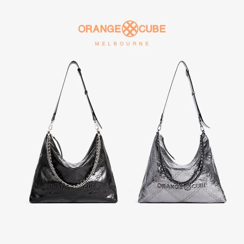 OrangeCube大容量流浪包轻奢小众腋下休闲托特包时尚百搭黑色通勤