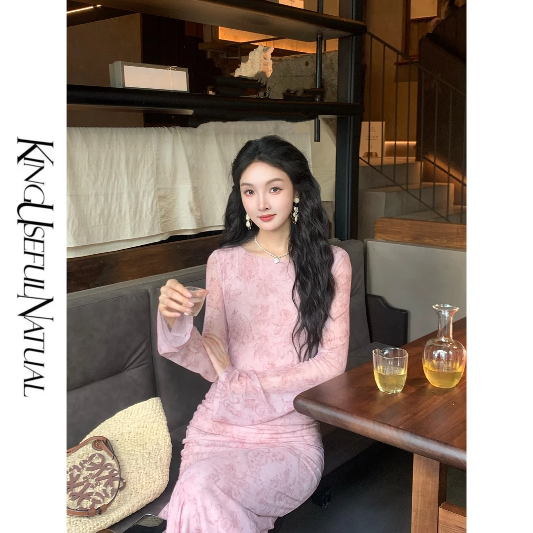 KUN【复古万花镜】优雅身形 定制腰果花弹力网纱轻薄凉感立裁连衣裙