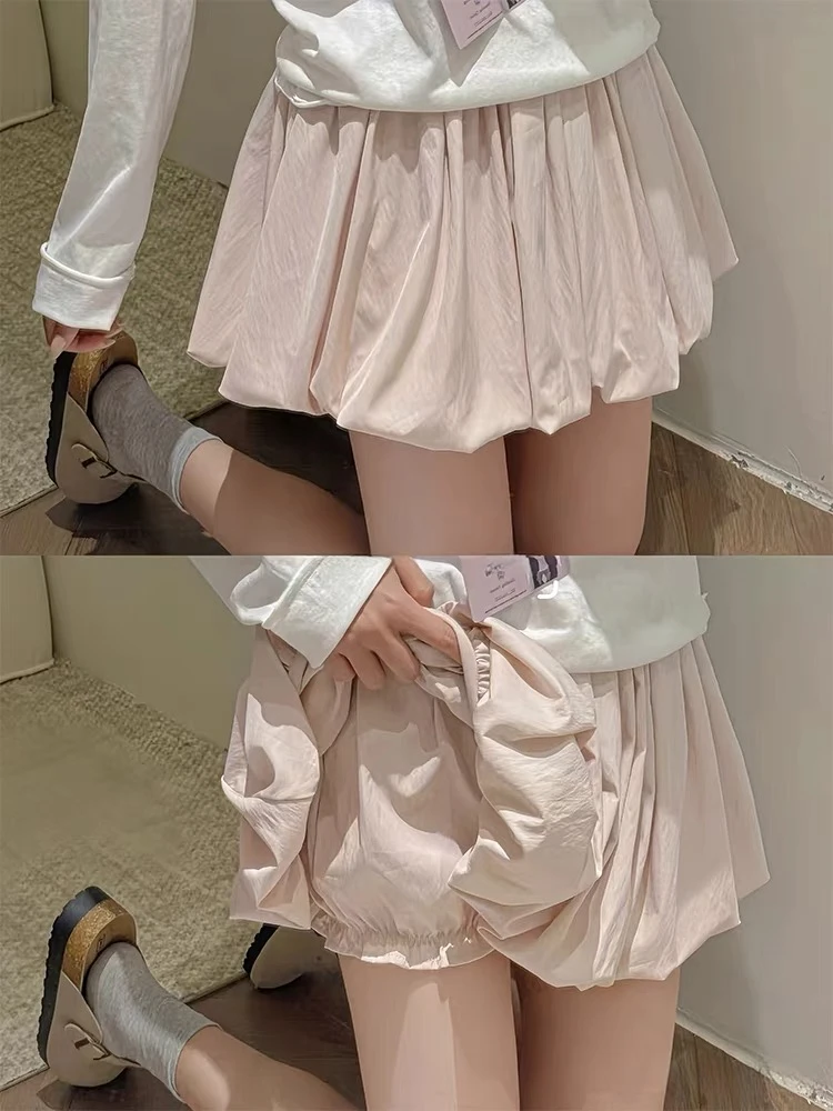 粉色花苞短裙裤夏季女大码胖mm梨型身材伯克利半裙a字蓬蓬月光裙