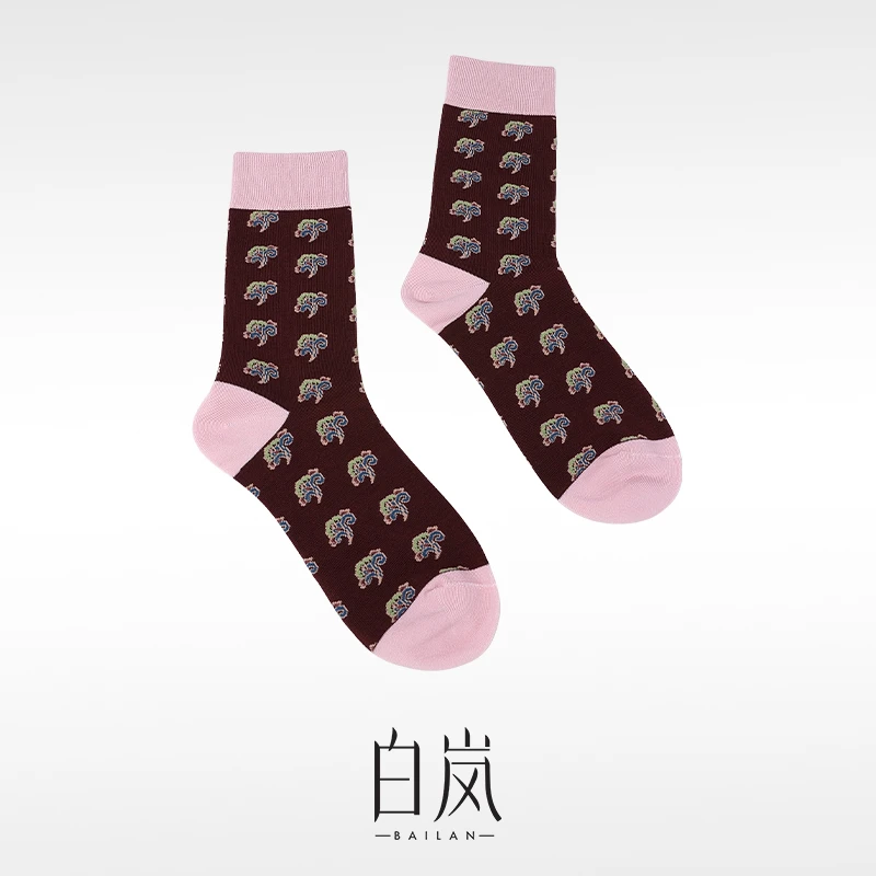 白岚卷叶「步步生莲」粉色中筒袜【非卖品，勿拍】ZP0109-A