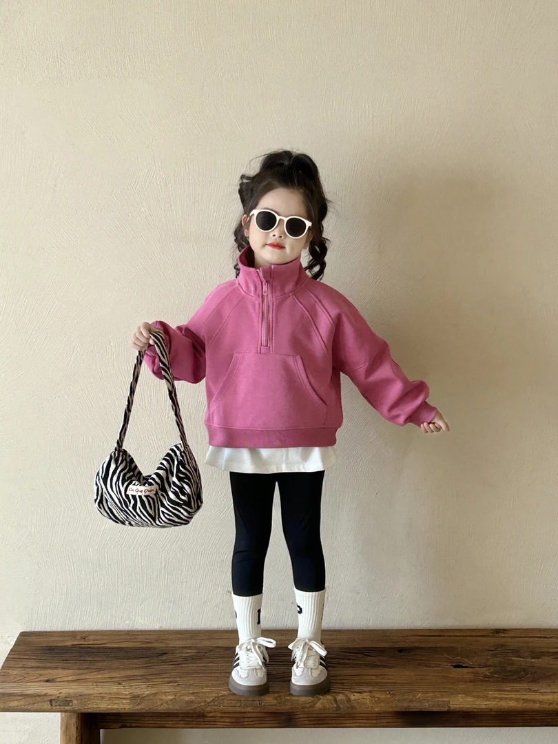 儿童韩版卫衣2025春秋新款宝宝上衣女童休闲 白色打底衫 瑜伽裤