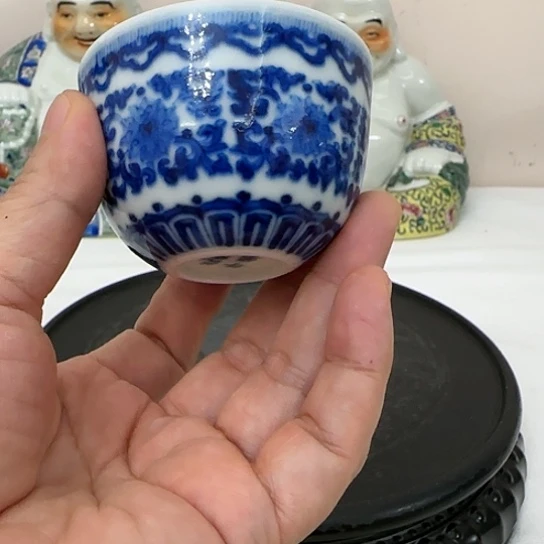 檀*坡手工绘画青花花卉杯