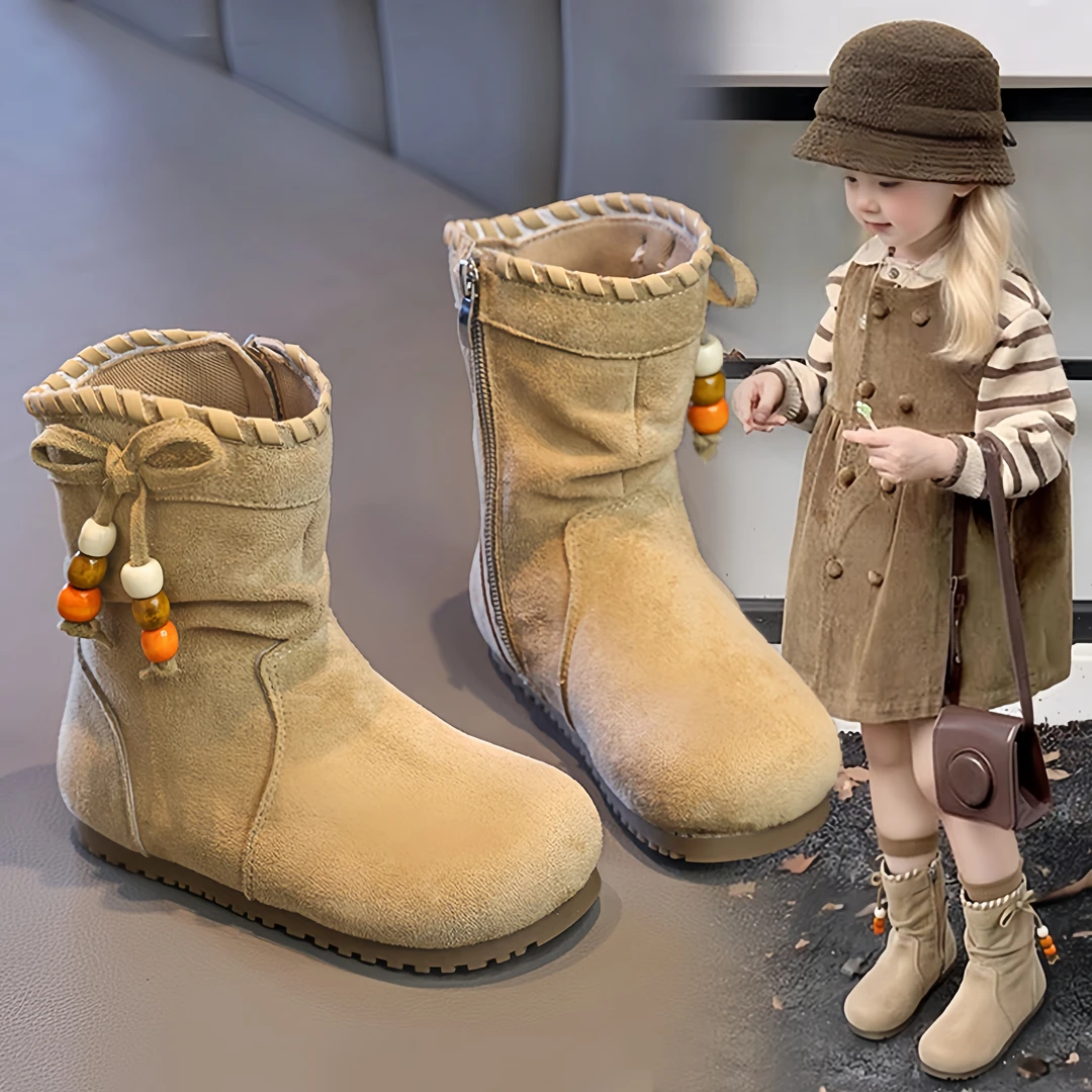 ABC儿童短靴女童复古勃肯靴子中大童堆堆靴马丁靴女宝中筒百搭