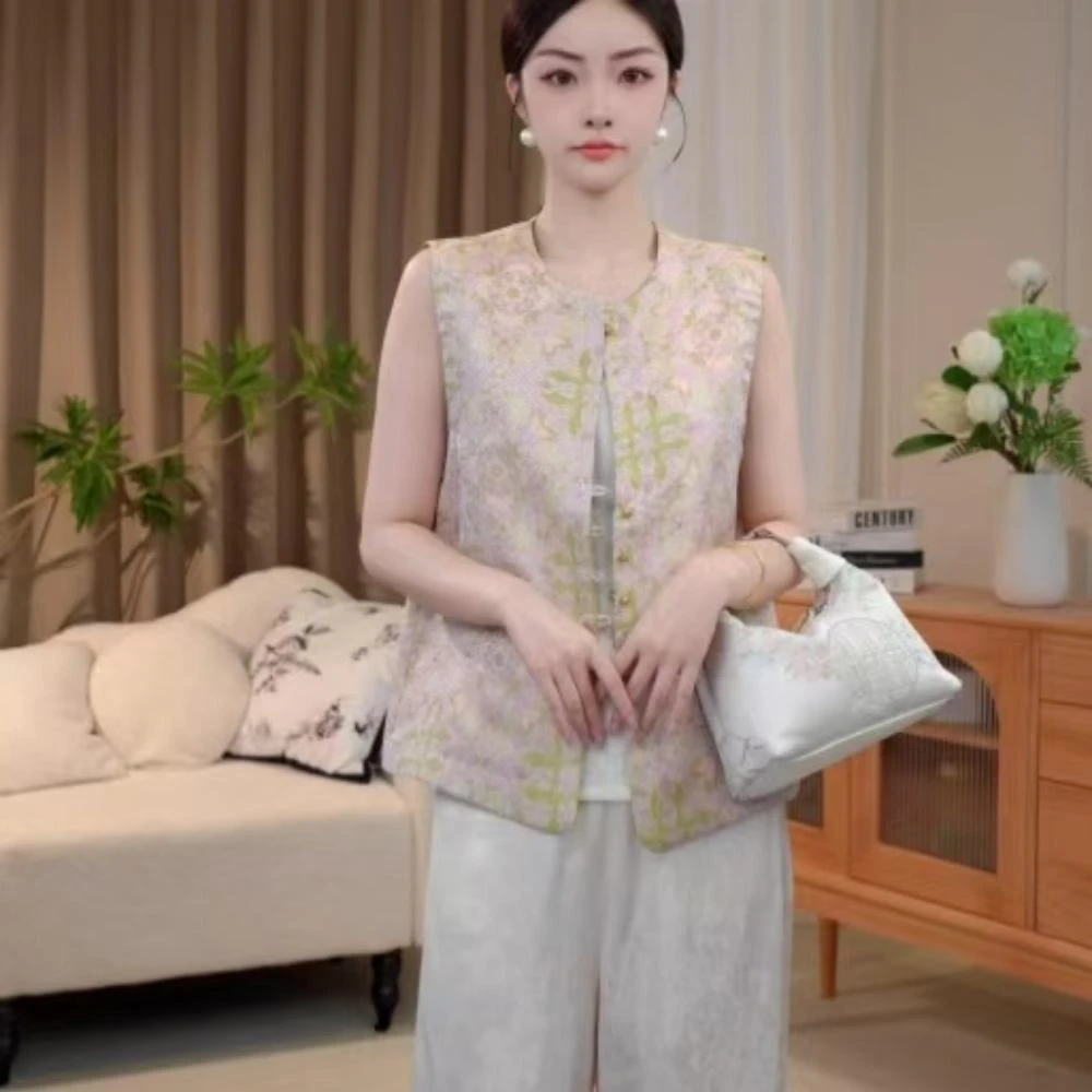 品优-【彩麟宝相花】双面新款新中式国风复古马甲2025C6981-沐沐