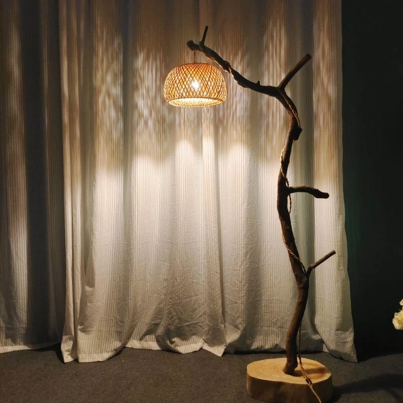 侘寂覆古风天然树枝落地灯中式茶室落地灯客厅卧室气氛灯禅意灯
