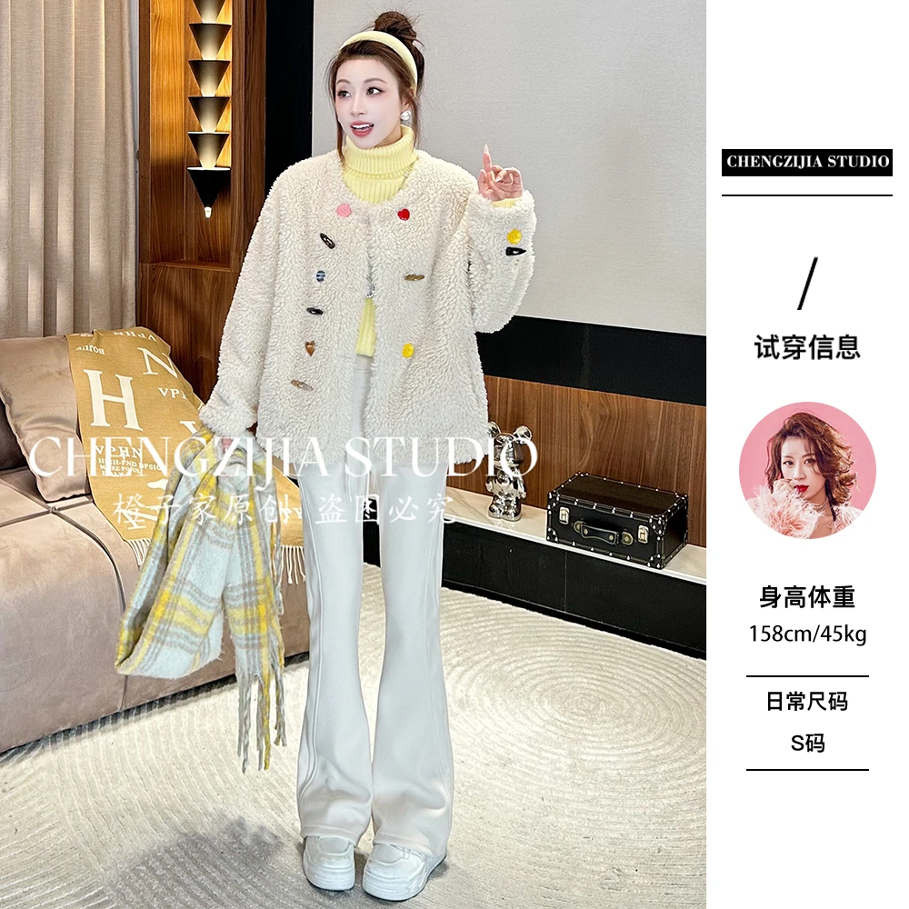 【裴诗婷】WT0380彩色扣毛毛外套