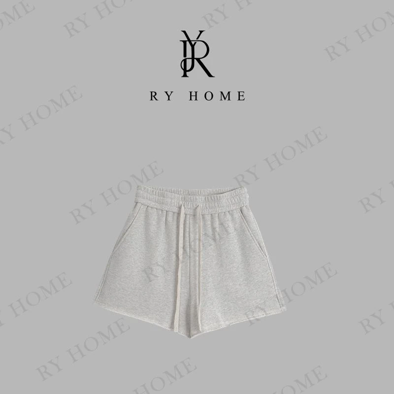 【容雨RYHOME】100%棉松紧腰抽绳休闲短裤252K2626