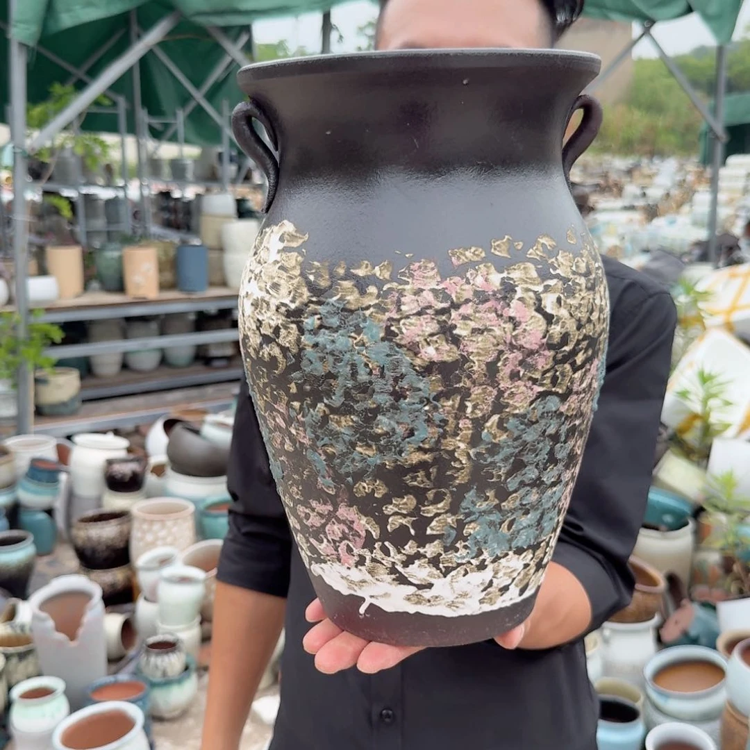紫砂花盆口20高31（一个泼墨老庄文林