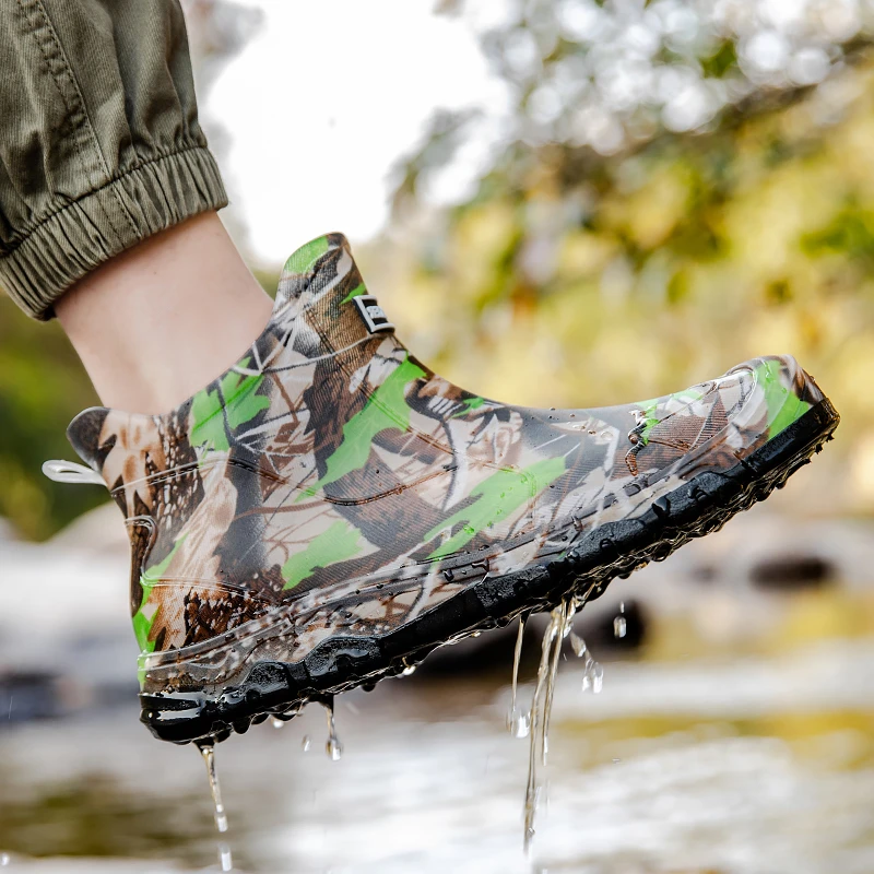 雨鞋男款夏季2025新款防滑耐磨迷彩大码工作雨靴户外休闲钓鱼胶鞋