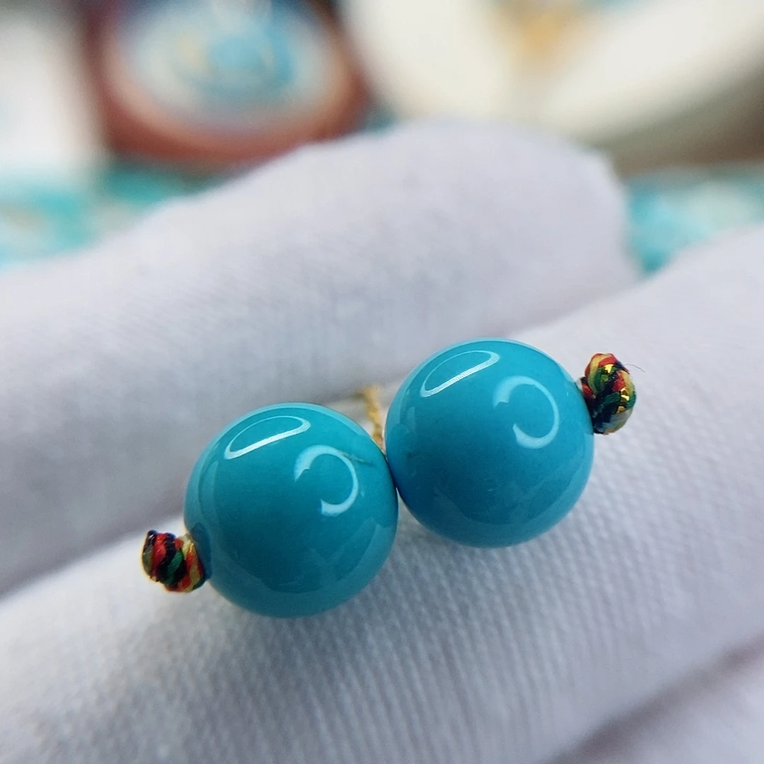 绿松石未镶嵌高瓷蓝圆珠腰珠8.5