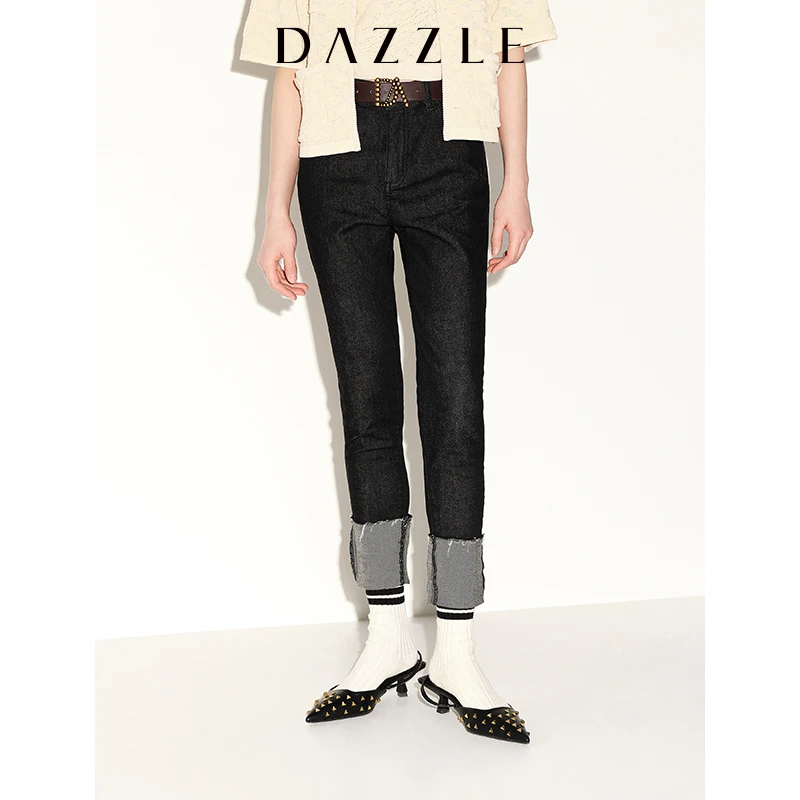 专选DAZZLE地素牛仔翻脚口打底裤2E2R7081A