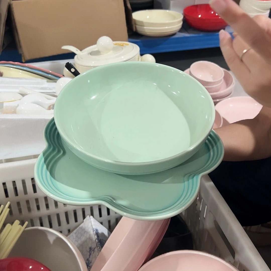 瓷片酷彩绿色2件套微瑕