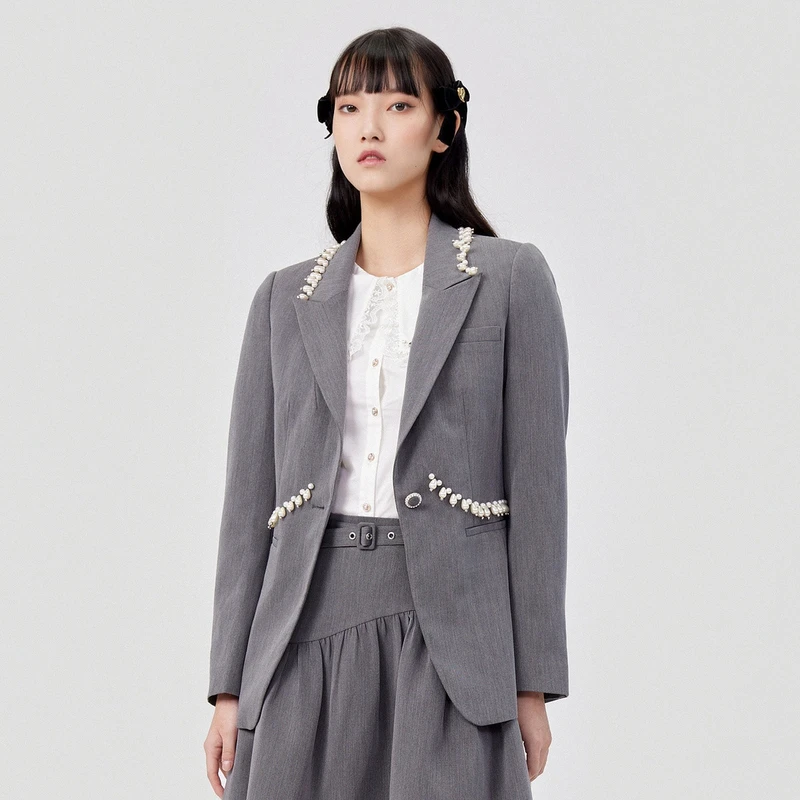 【商场同款】MAXRIENY通勤风西服上衣女2022春款收腰修身西装外套